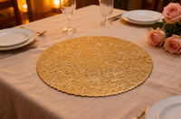Tapis de table de cuisine en plastique tissé durable, imperméable et antidérapant, type papier, diamètre 38 cm, pour la décoration quotidienne des repas