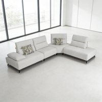 Canapé d'angle moderne en chenille crème 4 places avec rembourrage en éponge pour salon familial et villa, idéal pour la décoration quotidienne de la maison