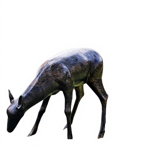 Ground Display Bronze Doe Deer Statue <b>Hand</b> <b>Casted</b> Technique Metal Female Deer Sculpture For Decoration Garden Supplies - Product Image 1