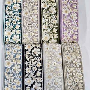 Bordado de encaje nupcial de buena calidad flor floral bordado 3D encaje tul tela de malla elástica para vestido de novia cordones Fab - Product Image 1