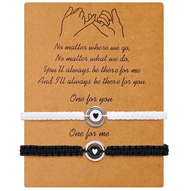 Black and White love Woven Stack Hollow Heart Bead Rope Friendship Bracelet De Couple Long-distance Touch love for Women and Men