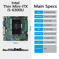 Carte mère industrielle SH68U Thin Mini ITX avec processeur SOC I5 6300U intégré, 2xDDR4, 6xCOM, 2xEDP/LVDS, 2xSATA3.0