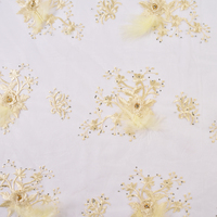Écharpe élégante en broderie florale ivoire avec strass et plumes, châle de mariée de luxe, hijab musulman, pour mariage et fête