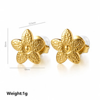 Anting-anting Mini Stud Premium Anti-Kusam TD, Emas 18K PVD Baja Anti Karat, Bunga Matahari, Perhiasan Wanita Sehari-hari, Grosir