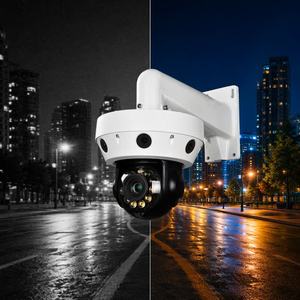 Caméra IP PTZ panoramique multi-lentilles de sécurité avec 4 objectifs fixes, 1 objectif zoom optique 20X, suivi automatique et microphone - Product Image 4