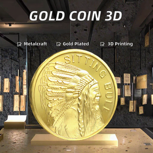 カスタマイズ可能な3D金メッキ1/2オンス100ミルインド製「シッティングブル」チャレンジコインメタル記念3コインセットエンボス加工CMC - Product Image 2