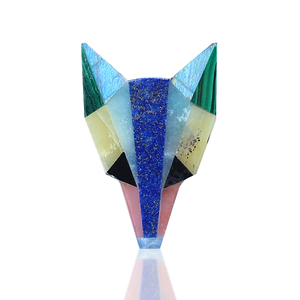 Modis kustom kepala serigala liontin kalung dengan beberapa batu permata <span class=keywords><strong>Intarsia</strong></span> untuk hadiah - Product Image 1