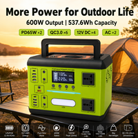 Estación de Energía Portátil de Respaldo para el Hogar de 600W, 537.6Wh LiFePO4, Onda Sinusoidal Pura, Carga Solar y por Coche, Control por Aplicación Bluetooth