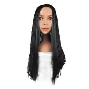 Perruque style Princesse Asha, cheveux synthétiques longs noirs tressés, ligne de cheveux naturelle, perruque de cosplay pour Halloween - Product Image 3