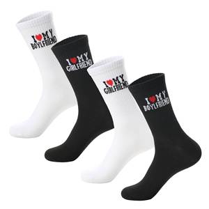 Calcetines para Parejas, Diseño 'I Love My Boyfriend <span class=keywords><strong>Girlfriend</strong></span>', Unisex, Divertidos, con Letras de Corazón, Regalo para Parejas, Moda, Uso Diario, Calcetines Personalizados - Product Image 2