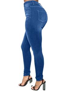 Livraison gratuite aux États-Unis-Best-seller Jeans en denim stretch bleu clair coupe ajustée pour femmes Taille élastique <span class=keywords><strong>Legging</strong></span> skinny crayon d'été - Product Image 4