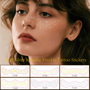 Pegatinas de Tatuaje Metálicas Doradas y Plateadas para la Cara, Adhesivos de Tatuaje Temporales a Prueba de Agua para Maquillaje de Belleza, para Mujeres, para Fiestas - Product Image 2