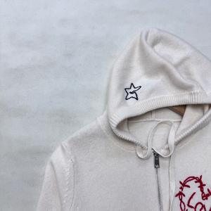 2025 autunno/inverno nuovo cuore classico numero Trendy marchio ricamato in maglia giacca <span class=keywords><strong>con</strong></span> cappuccio <span class=keywords><strong>con</strong></span> <span class=keywords><strong>cerniera</strong></span> morbida felpa carina ragazza - Product Image 3