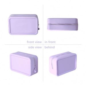 Eco-Friendly Durable Foldable Portable <b>Waterproof</b> <b>Silicone</b> Makeup Bag Zipper Closure Fashion Cosmetic Organizer Case for Outdoor - Product Image 5