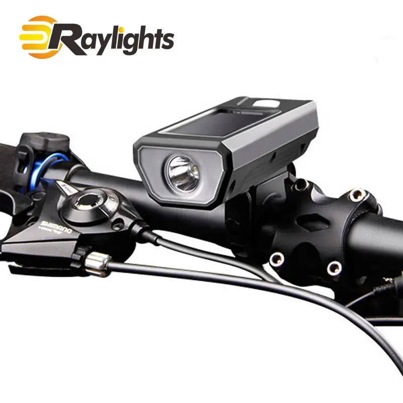 ไฟ LED คาดศีรษะสำหรับขี่จักรยานพลังงานแสงอาทิตย์,ไฟติดรถจักรยานกันน้ำได้แตรเสียงดัง140DB เตือนกระดิ่งหน้าจอ LED ชาร์จได้