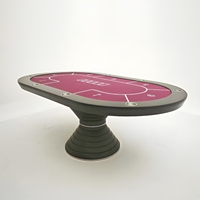 Table de poker Texas Hold'em ovale de luxe américaine moderne pour 8/10 joueurs avec pieds en bois massif pour le divertissement à domicile et en club