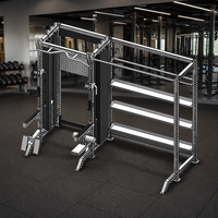 Station de musculation modulaire avec câbles, rangement de plaques de poids, barre de traction et barres de dips pour entraînement fonctionnel de force