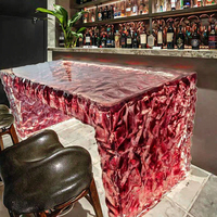 Mesa de Comedor/Barra Nórdica de Resina Transparente Hecha a Mano, Duradera y Multiusos, con Centro de Mesa de Cristal Luminoso Integrado