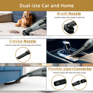 Mini aspirateurs portatifs pour voiture, sans fil, forte puissance d'aspiration, double usage sans fil et filaire, nettoyeur de véhicule, aspirateur de voiture - Product Image 6