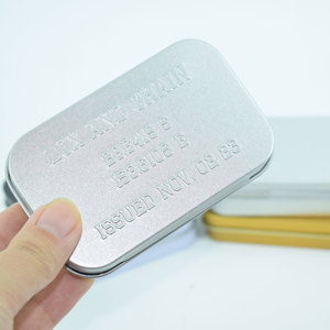Tùy Chỉnh Dập Nổi In Sắt Kẹo Bạc Hà Hộp Vàng Bạc Đen 60*45*15Mm Trà Tinplate Hình Chữ Nhật Nhỏ Hộp Thiếc Bản Lề Nắp - Product Image 2