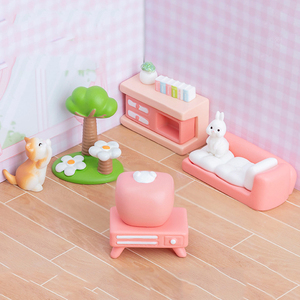 Pink Mini Furniture Resin Figurine Miniatures Room Landscape Decorations <b>Tiny</b> Cabinet Desk <b>Sofa</b> Doll's House DIY Accessories - Product Image 5