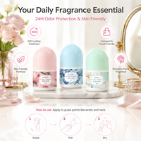 Déodorant Roll-on Soin des Aisselles à l'Extrait Végétal Naturel Rose Tulipe Parfum Longue Durée Anti-Transpiration Contrôle des Odeurs Format Voyage