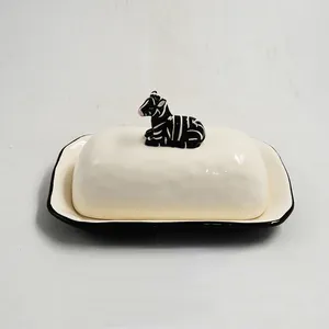 Керамическая тарелка для масла в форме зебры