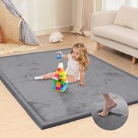 Alfombra de juego para bebés, color gris oscuro, fabricada a máquina, de terciopelo coral, de pelo corto, antideslizante, de espuma, para sala de estar, habitación de adolescentes, con aislamiento acústico