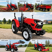 Tractor Agrícola Compacto Diésel de 25HP/30HP 4x4 con Cortadora para Viñedos, Corte de Césped y Trabajos Agrícolas