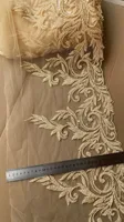 Exquis Rose Or Floral Strass Sequin Graine Perle Dentelle Applique Feuilles Motif Perlé Dentelle Garniture pour Robe De Mariée De Mariage