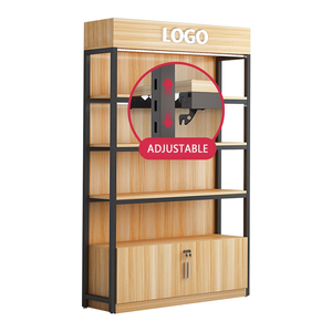 Có thể điều chỉnh chiều cao siêu thị thiết bị hai mặt Gondola thuận tiện kim loại kệ gỗ cho cửa hàng tạp hóa hiển thị - Product Image 1