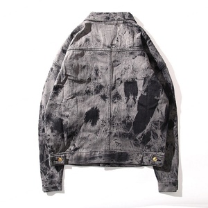 OEM Wholesale Guangzhou Male Oversized Bleached <b>Denim</b> Jacket <b>Coat</b> Custom Mens Acid Washed Bomber Jean Jackets - Product Image 2