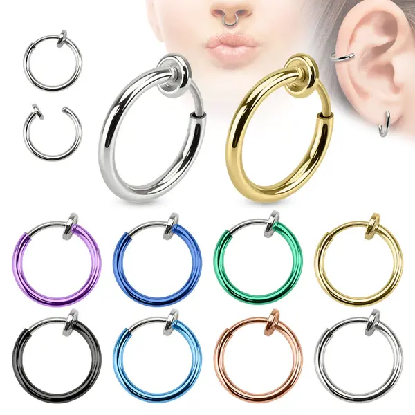 Spring Action Non Piercing Septum Lippen ohrring Bauch ring Körper Piercing Schmuck Großhandel