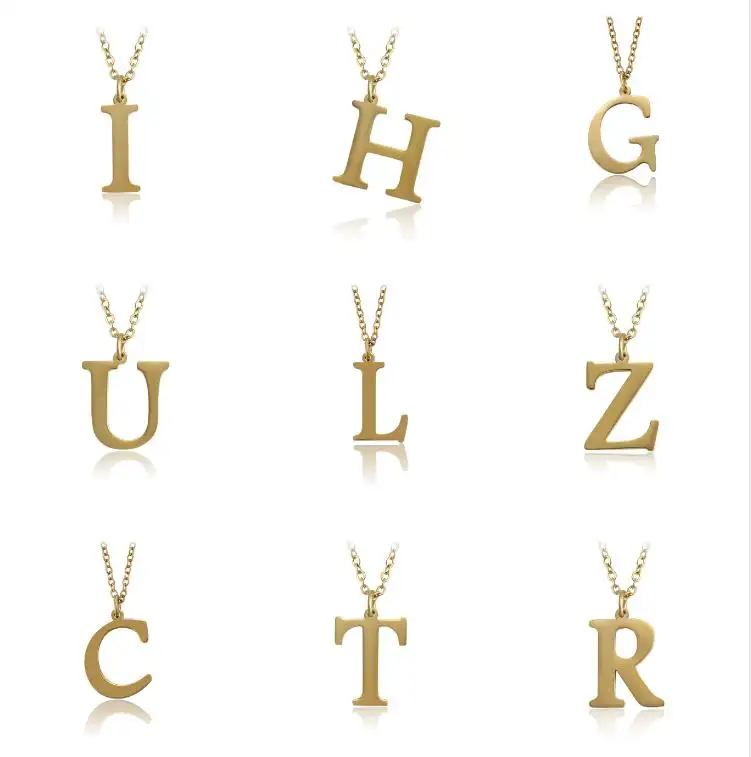 Xuping Fashion Stainless Steel 14 Gold Plated Letter Pendant Necklace for Women