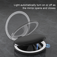 Miroir de maquillage grossissant compact de voyage rond de grande taille 1x/5x miroir pliant éclairé par LED avec lumière de 3 couleurs