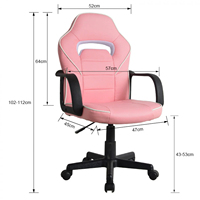 Kids Racing Style Gaming Chair Pink PU Leather Ergonomic Adjustable Height Computer Chair for Girls Teens