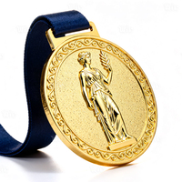 Médaille en métal de haute qualité personnalisée avec rubans, plaquée or, gravure 3D, médaille de récompense, médaille de course sportive, médaille de finisseur personnalisée