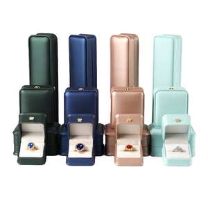 Custom logo Pu Leather Custom Bangle Bracelet Pendant <b>Ring</b> Necklace Jewelry <b>Boxes</b> with Crown Packaging <b>Boxes</b> Jewellery - Product Image 1