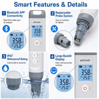 Testeur de qualité de l'eau numérique 7 en 1, type stylo, multiparamètres, pH, TDS, EC, salinité, ORP, étanche IP67, pour aquarium, hydroponie