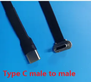 สายเคเบิล FPV USB 3.1 Type C เป็น Type C 90องศา FPC ริบบิ้นแบน USB C