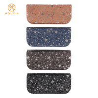 Étui à lunettes de grande capacité en cuir PU avec motif étoile et logo personnalisé