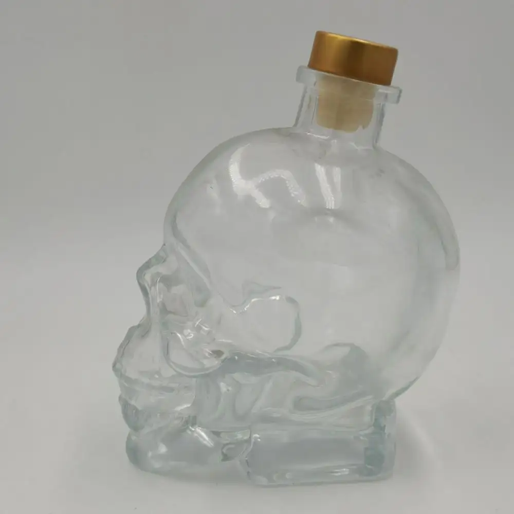 Bouteille de vin en verre avec tête de mort, 500ml, design créatif unique, vente en gros