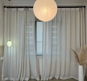 Cortinas de gasa Beige de lino de estilo japonés moderno, tratamientos tejidos para tragaluces para sala de estar, dormitorio, cocina, hogar, Hospital - Product Image 3