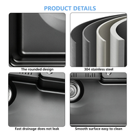 Éviers de cuisine noirs en acier inoxydable à drainage rapide, fabrication industrielle, épaisseur renforcée