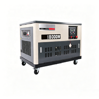 Générateur à essence monophasé 15 kW à faible bruit, bicylindre en V, AVR, bobine entièrement en cuivre, alimentation de secours domestique