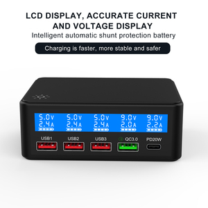 QC3.0 <span class=keywords><strong>USB</strong></span> sạc trạm 65W pd20w đa cổng <span class=keywords><strong>USB</strong></span> HUB Sạc kích thước nhỏ gọn LCD hiển thị tương thích với iPhone iPad - Product Image 3