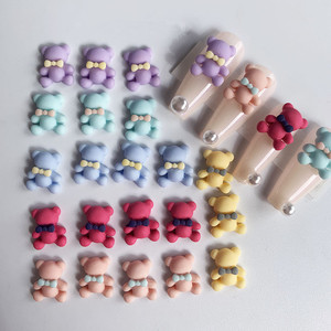 Venta al por mayor dibujos animados lindo oso 3D peluche <span class=keywords><strong>uñas</strong></span> diamantes de imitación giratorio rojo cálido Color para niñas giratorio diseño tridimensional - Product Image 2
