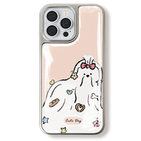 Coque de téléphone en résine époxy pour Iphone16 16pro/promax 15 15promax/14promax/14pro 14/13 13pro 12 11 coque à bords argentés galvanisés
