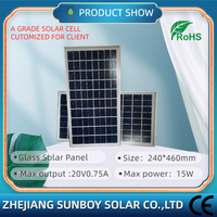 Petit panneau solaire PERC 15W, module en silicium polycristallin à succès, couvercle avant en verre, charge de batterie 12V, OEM, garantie 1 an