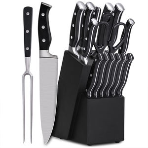 Wholesale Three Rivets ABS Handle Cutlery <b>Set</b> Stainless Steel Kitchen <b>Knife</b> <b>Set</b> with Black Painted <b>Knife</b> Block - Product Image 1